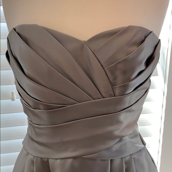Size 10 David’s bridal silver/gray strapless dress - Picture 2 of 8